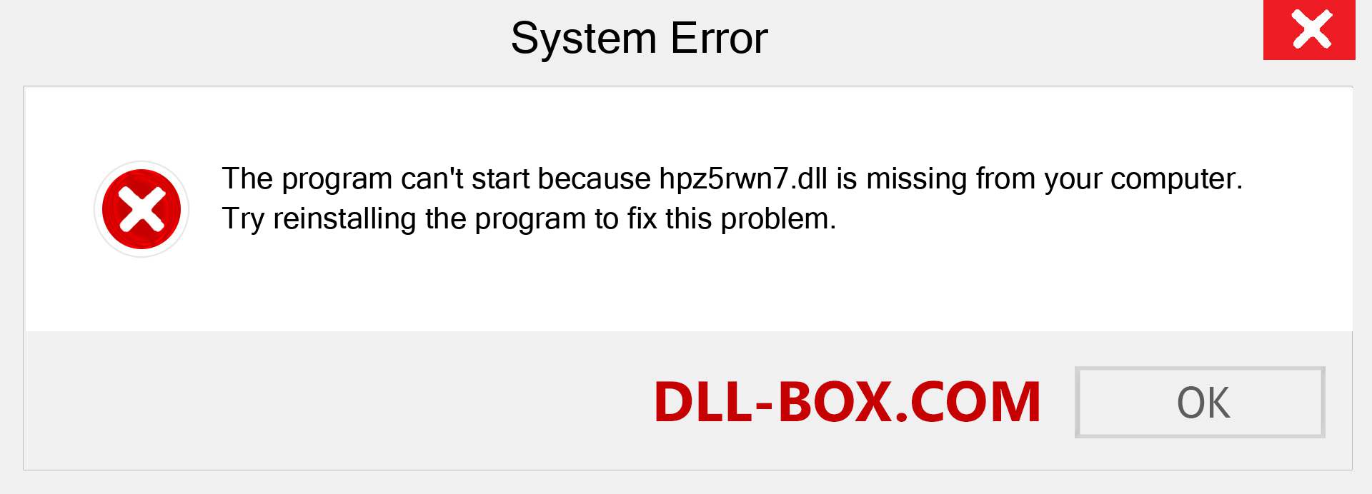  hpz5rwn7.dll file is missing?. Download for Windows 7, 8, 10 - Fix  hpz5rwn7 dll Missing Error on Windows, photos, images